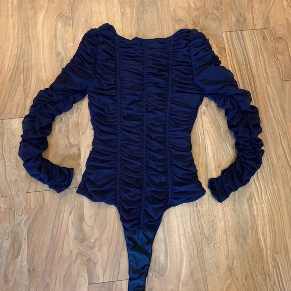 Zara Navy Ruched Bodysuit - Picture 2 of 3